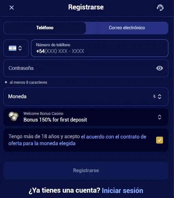 Crea una cuenta y comienza a jugar en Spinay Casino