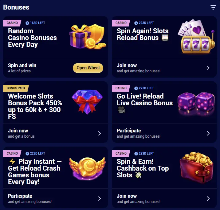 Best bonuses and promotions at Spinay Casino